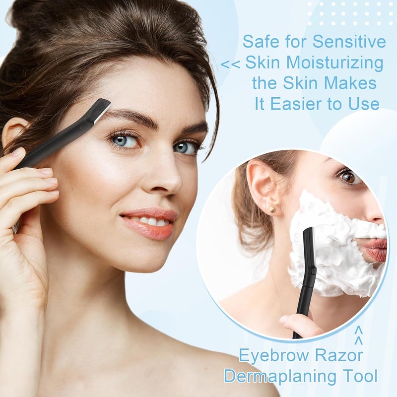 ProSuites 16 Count Dermaplane Razor for Women Face, Professional Facial & Eyebrow Hair Remover, Gentle Face Razors Skin Exfoliation with Precision Blades, Black - Image 4